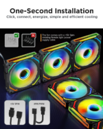 COSMIQ 120Mm PC RGB Fans Computer Case Fans, 5V 3-PIN Connector Daisy Chain PWM Cooling Fans with Controller for Cases CPU Liquid Coolers (Black COSMIQ Forward Fan, Black-3) - Image 6
