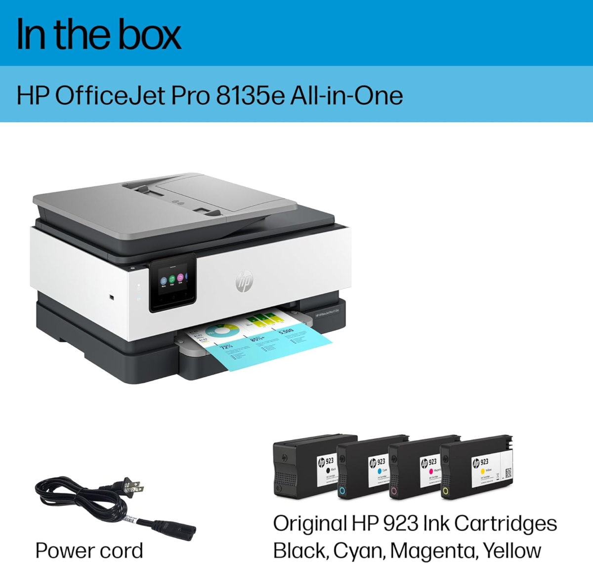 Officejet Pro 8135E Wireless All-In-One Color Inkjet Printer, Print, Scan, Copy, Fax, ADF, Duplex Printing, Best-For-Home Office, 3 Months of Ink Included (40Q35A) - Image 6