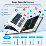 Android Tablet 10 Inch, 2 in 1 Android 12 Tablet with 16GB + 128GB,1TB Expand, Octa-Core, Sim Card Slot, 5G Wifi, Bt5.0,8000Mah, 4G Cellular Tablet with Keyboard, Mouse, Case, Stylus(Green) - Image 3
