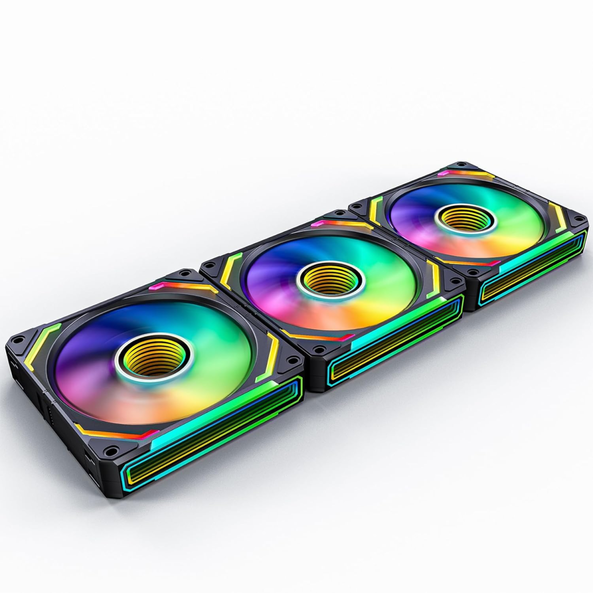 COSMIQ 120Mm PC RGB Fans Computer Case Fans, 5V 3-PIN Connector Daisy Chain PWM Cooling Fans with Controller for Cases CPU Liquid Coolers (Black COSMIQ Forward Fan, Black-3) - Image 1