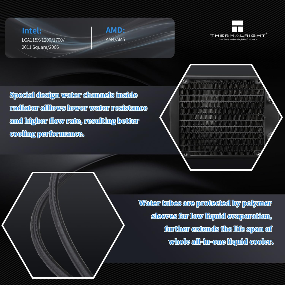 Aqua Elite 120 V3 Aio CPU Cooler, 120 Liquid Cooling Row, ARGB PWM Cooler Fans, for Intel LGA1150/1151/1155/1156/1200/2011/1700,AMD:AM4/AM5, PC Cooler Aio - Image 3
