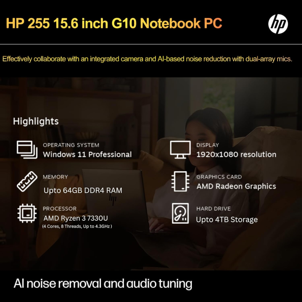 Newest 255 G10 Laptop for Home or Work, 16GB RAM, 1TB SSD, 15.6" Full HD, Ryzen 3 7330U (Beat Intel I5-1135G7), Ethernet Port, HDMI, USB-C, Windows 11 Pro, Business and Fun Ready (2024) - Image 2