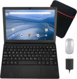 10.1Inch Lapttop,Quad-Core Processor with Android 12.0 OS, 2GB RAM,64GB EMMC, Built-In Camera, Wifi,Usb Interface, Tpye-C Charging for Learning and Entertainment (Black 2GB+64GB)