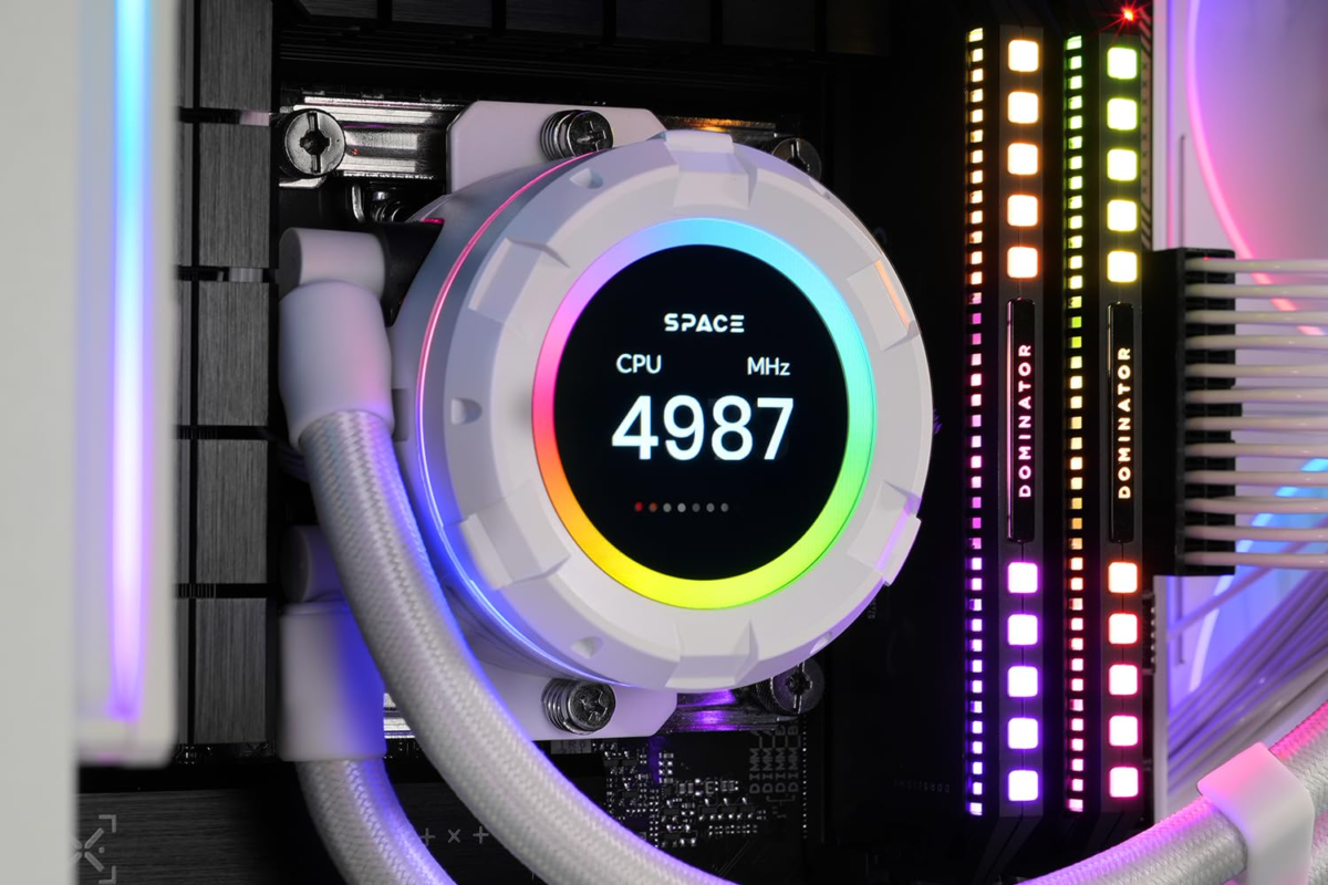 SL240 White CPU Liquid Cooler with Display, Customizable 2.1" LCD Display for Images or Performance Metrics, 240Mm AIO Cooler, Dual AF127 ARGB Fans, Fits Intel/Amd - Image 5